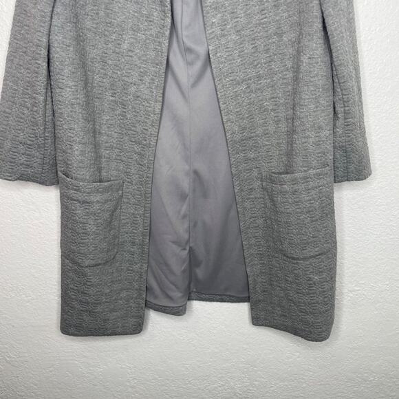 Roz & Ali Womens Jacket Size Medium Gray 3/4 Sleeve Long Open Front Blazer - Picture 7 of 14